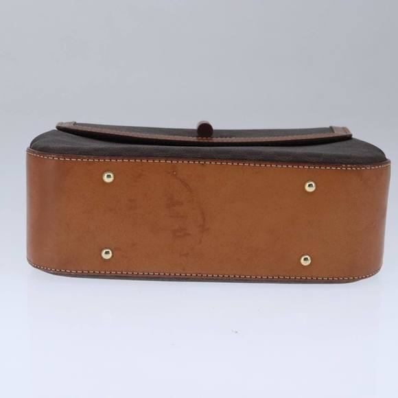 CELINE Macadam Canvas Hand Bag PVC Leather 2way Brown Gold Auth 100655 - Picture 5 of 16